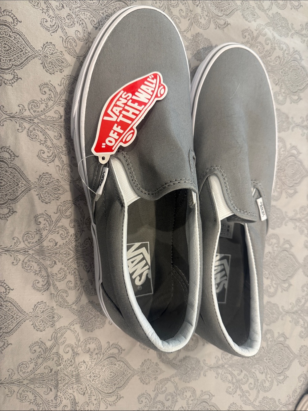 Vans Classic Slip-On Shoes in Gray and White